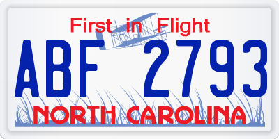 NC license plate ABF2793