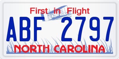 NC license plate ABF2797