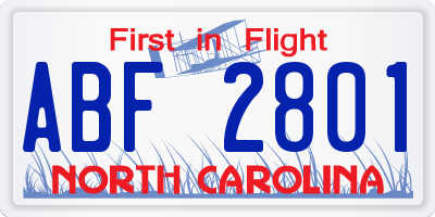 NC license plate ABF2801