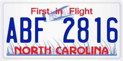 NC license plate ABF2816