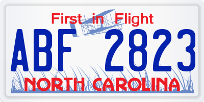 NC license plate ABF2823