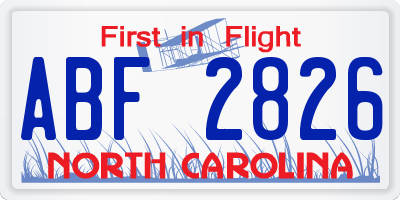 NC license plate ABF2826