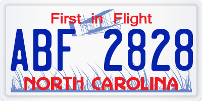 NC license plate ABF2828