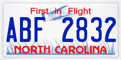 NC license plate ABF2832