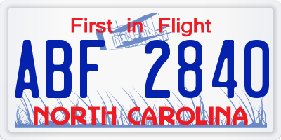 NC license plate ABF2840