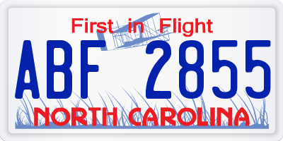 NC license plate ABF2855