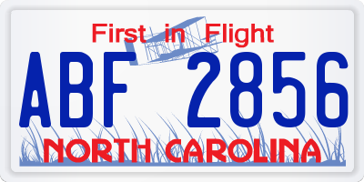 NC license plate ABF2856