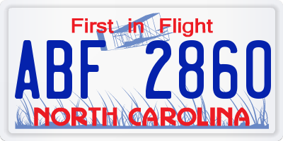 NC license plate ABF2860