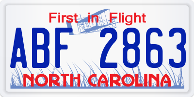 NC license plate ABF2863