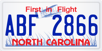 NC license plate ABF2866