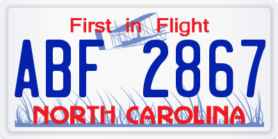 NC license plate ABF2867