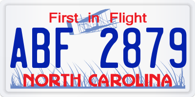 NC license plate ABF2879