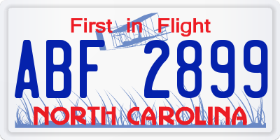 NC license plate ABF2899