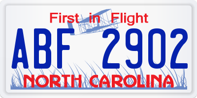 NC license plate ABF2902