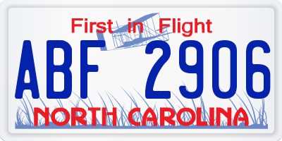 NC license plate ABF2906