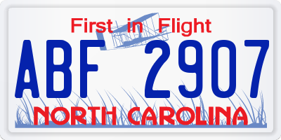 NC license plate ABF2907