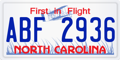 NC license plate ABF2936
