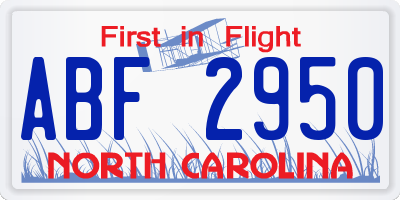 NC license plate ABF2950