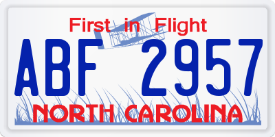 NC license plate ABF2957