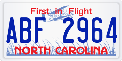 NC license plate ABF2964
