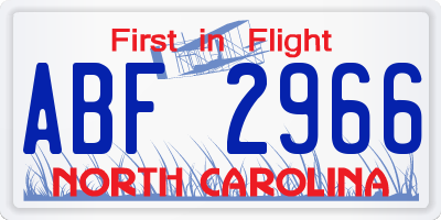 NC license plate ABF2966