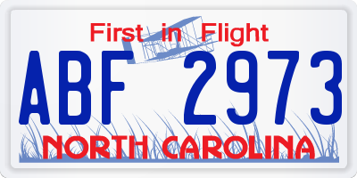 NC license plate ABF2973