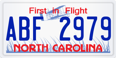 NC license plate ABF2979