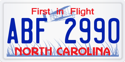 NC license plate ABF2990