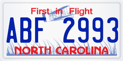 NC license plate ABF2993