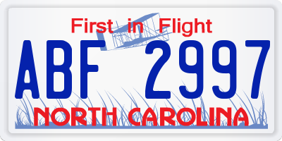 NC license plate ABF2997