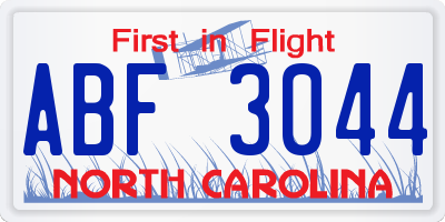 NC license plate ABF3044