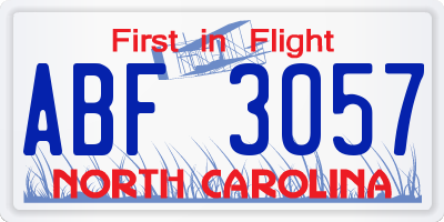 NC license plate ABF3057