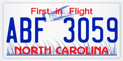 NC license plate ABF3059