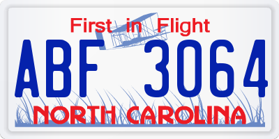 NC license plate ABF3064