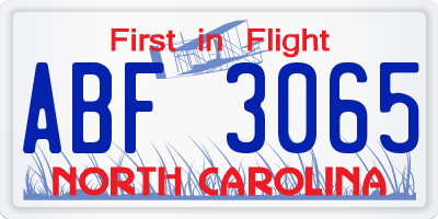 NC license plate ABF3065