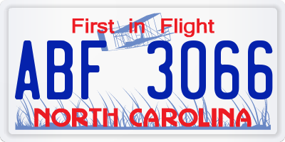 NC license plate ABF3066