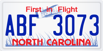 NC license plate ABF3073