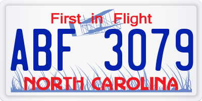NC license plate ABF3079