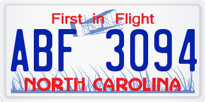 NC license plate ABF3094