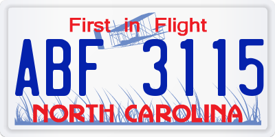 NC license plate ABF3115