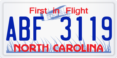 NC license plate ABF3119