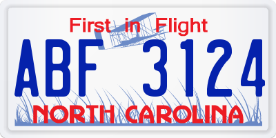 NC license plate ABF3124