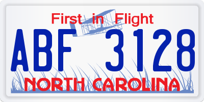 NC license plate ABF3128