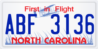 NC license plate ABF3136