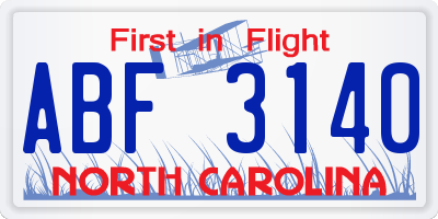 NC license plate ABF3140