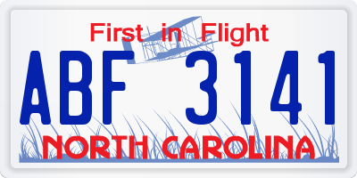 NC license plate ABF3141