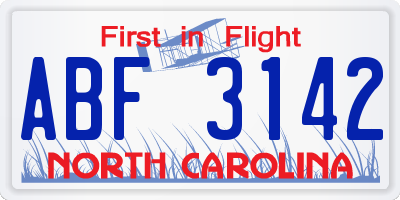 NC license plate ABF3142