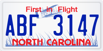 NC license plate ABF3147