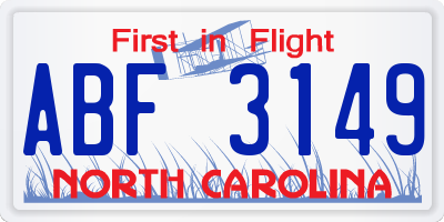NC license plate ABF3149