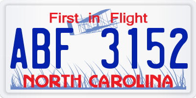 NC license plate ABF3152